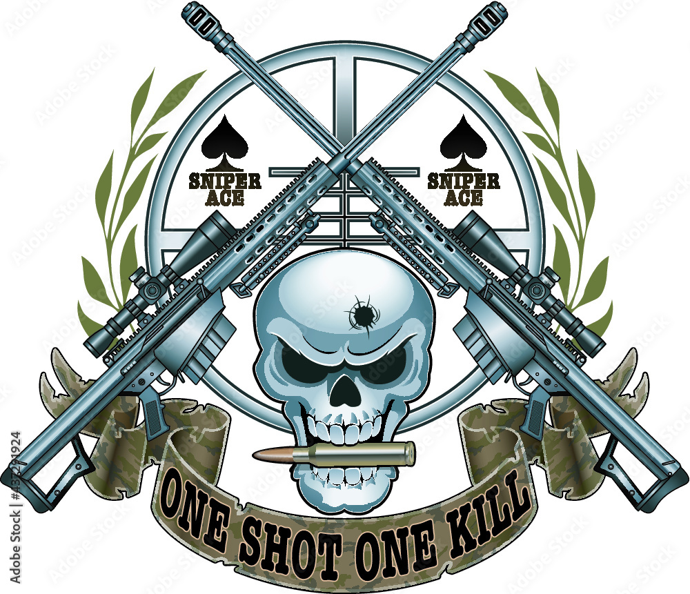 Human skull and crossed sniper rifles Stock Vector Adobe Stock