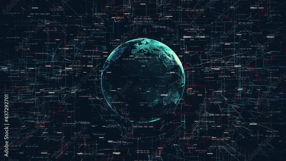 Global digital word, earth globe in space as symbol of global IT development, random numbers and others elements which creating abstract 3D information technology animation