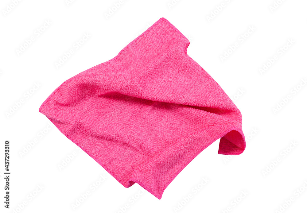 Pink folded napkin top view isolated on white background Pink folded napkin top view isolated on white background