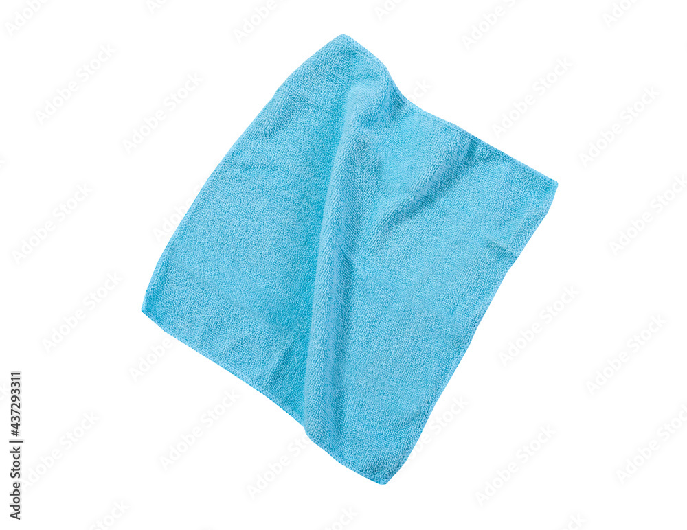 blue towel soft and clean isolated, Towel isolated on white background, blue napkin isolated