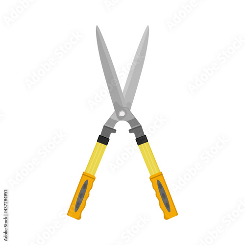Garden scissors illustration isolated on white background. Garden and florist tool for cutting plants branches and leaves.