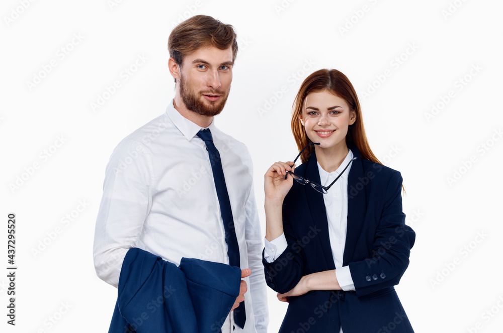 man and woman in suits working office professional man and woman in suits working office professional