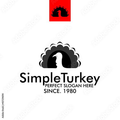 black and simple turkey logo, drawing head big turkey vector illustrations