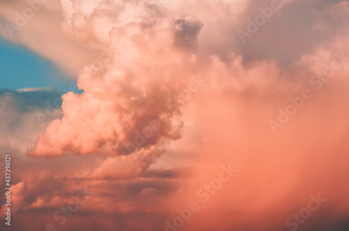 Colored air clouds in the sunset sky