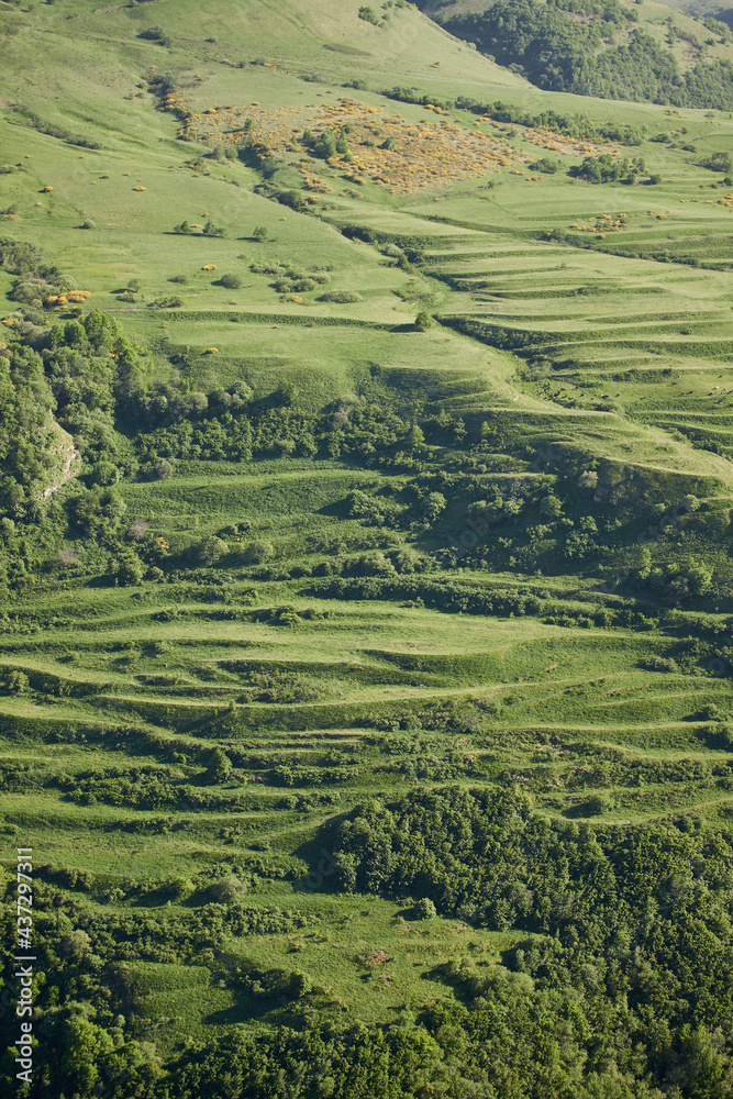 Traditional rural agriculture is the mountain terraces of Dagestan. Ethnic culture, manual labor