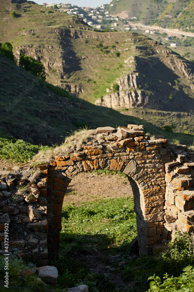Ancient ghost town of Gamsutl, Dagestan, Russia. Abandoned etnic aul