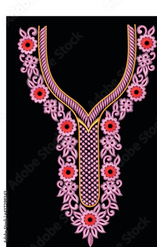 Embroidery design. Embroidery neckline beautiful design for kurti, suit, blouse. Indian traditional new design 2021 photo