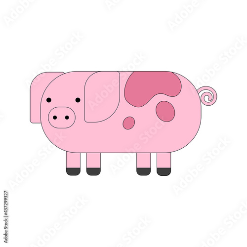 A simple pig. Color vector illustration on white background.