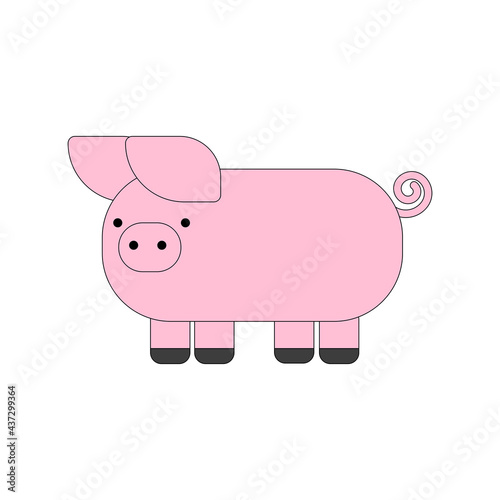 A simple pig. Color vector illustration on white background.