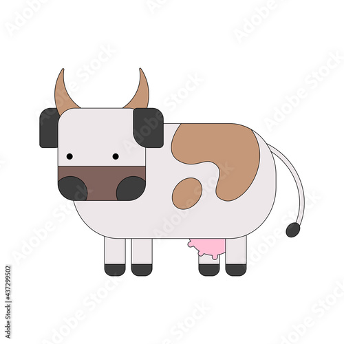 Simple cow. Color vector illustration on white background.