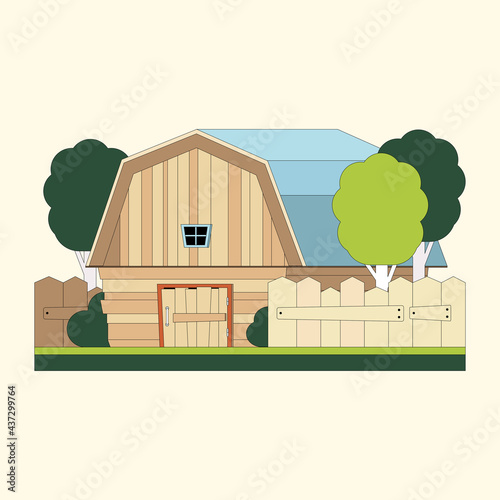 Farm barn. Simple color vector illustration on white background.