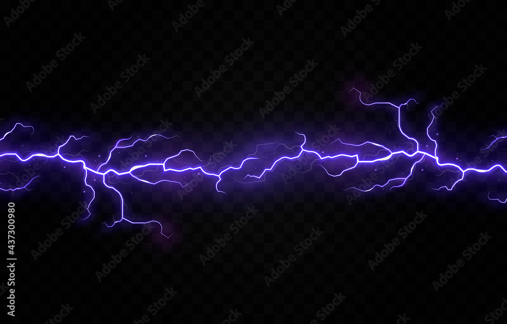 Vector lightning, lightning png, thunderstorm, lighting. Natural phenomenon, light effect. PNG.
