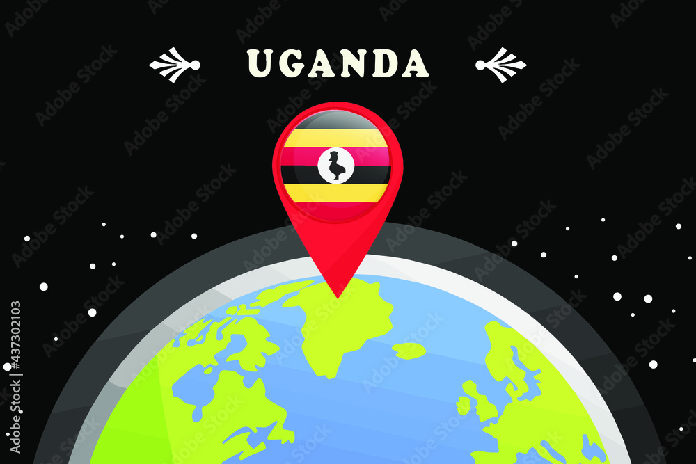Algeria Flag in the location mark on the globe