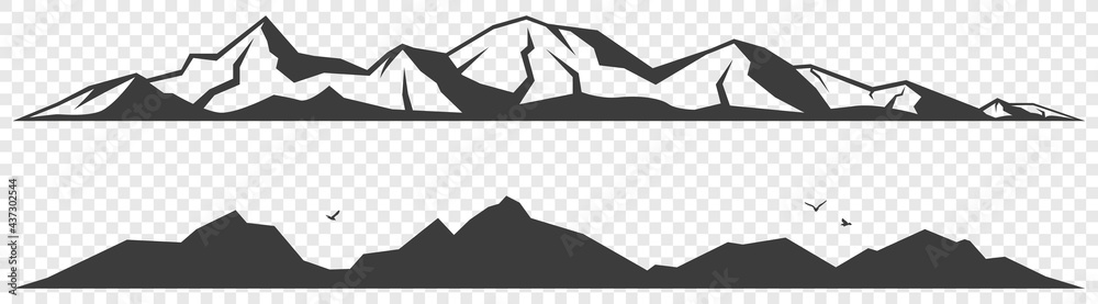 Mountains alpine skyline silhouette isolated on transparent background  Stock Vector | Adobe Stock