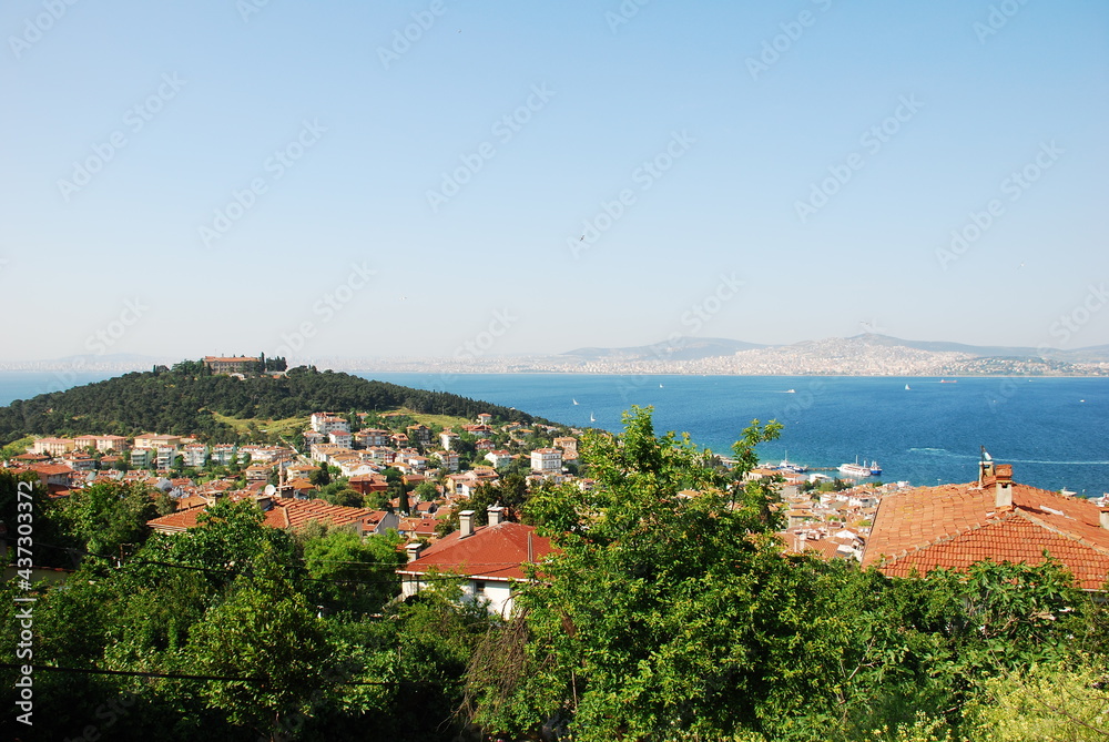 View of the Istanbul city of Heybeli island.