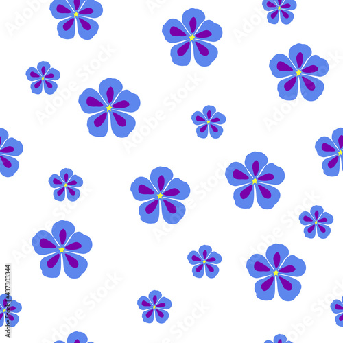 Seamless pattern of violet geranium flowers isolated on white background, vector eps 10