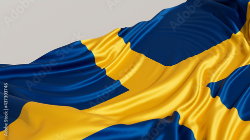 Flag of Sweden on a White surface. Euro 2020 Soccer Wallpaper. photo