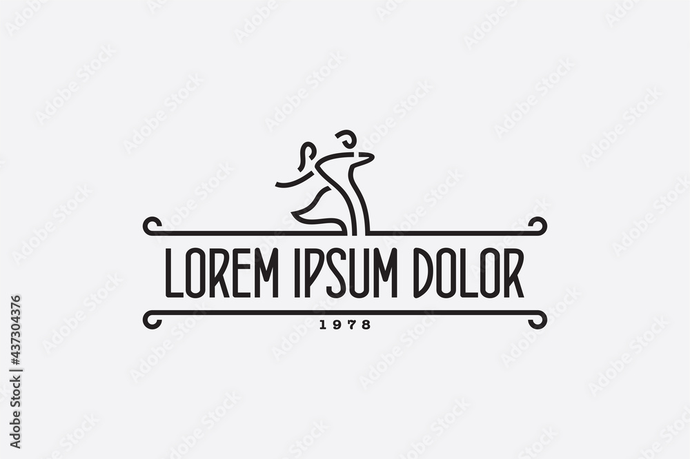 Fototapeta premium dancing couple couple vector line logo