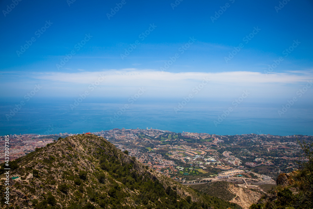 Benalmádena teleferico shot from the top of Calamorro with city and coastline in the background. Andalusia, Spain. Benalmádena teleferico shot from the top of Calamorro with city and coastline in the background. Andalusia, Spain.