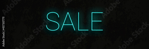 Sale neon web banner high quality grunge background
