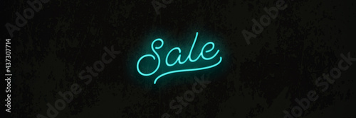 Sale neon web banner high quality grunge background