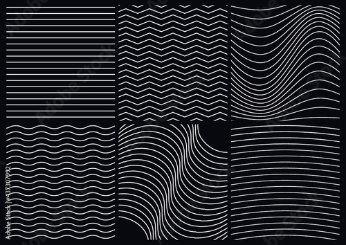 paquete de textura de líneas delgadas minimalistas y elegantes en fondo negro