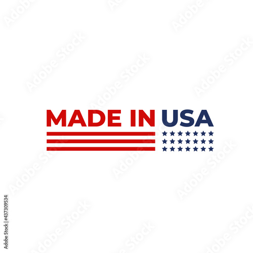 Made in USA. America Flag emblem