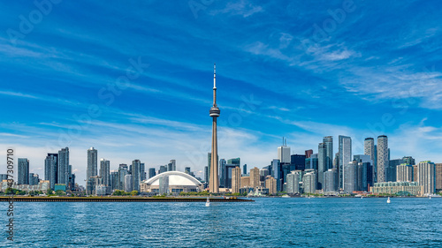 Toronto Skyline in Daytime, Canada. Logos and brandings have been removed photo