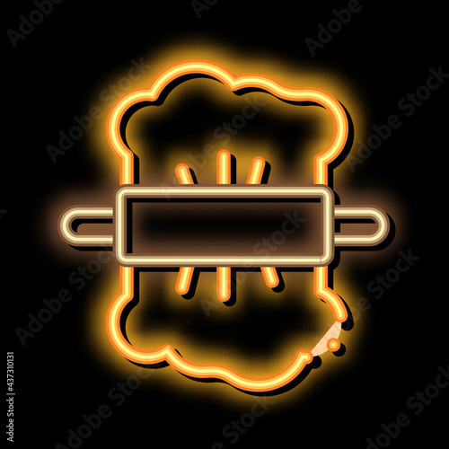 Rolling Dough neon light sign vector. Glowing bright icon Rolling Dough isometric sign. transparent symbol illustration