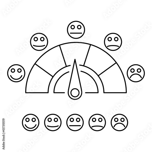 Simple icons rating scale of customer satisfaction. The scale of emotions with smiles.