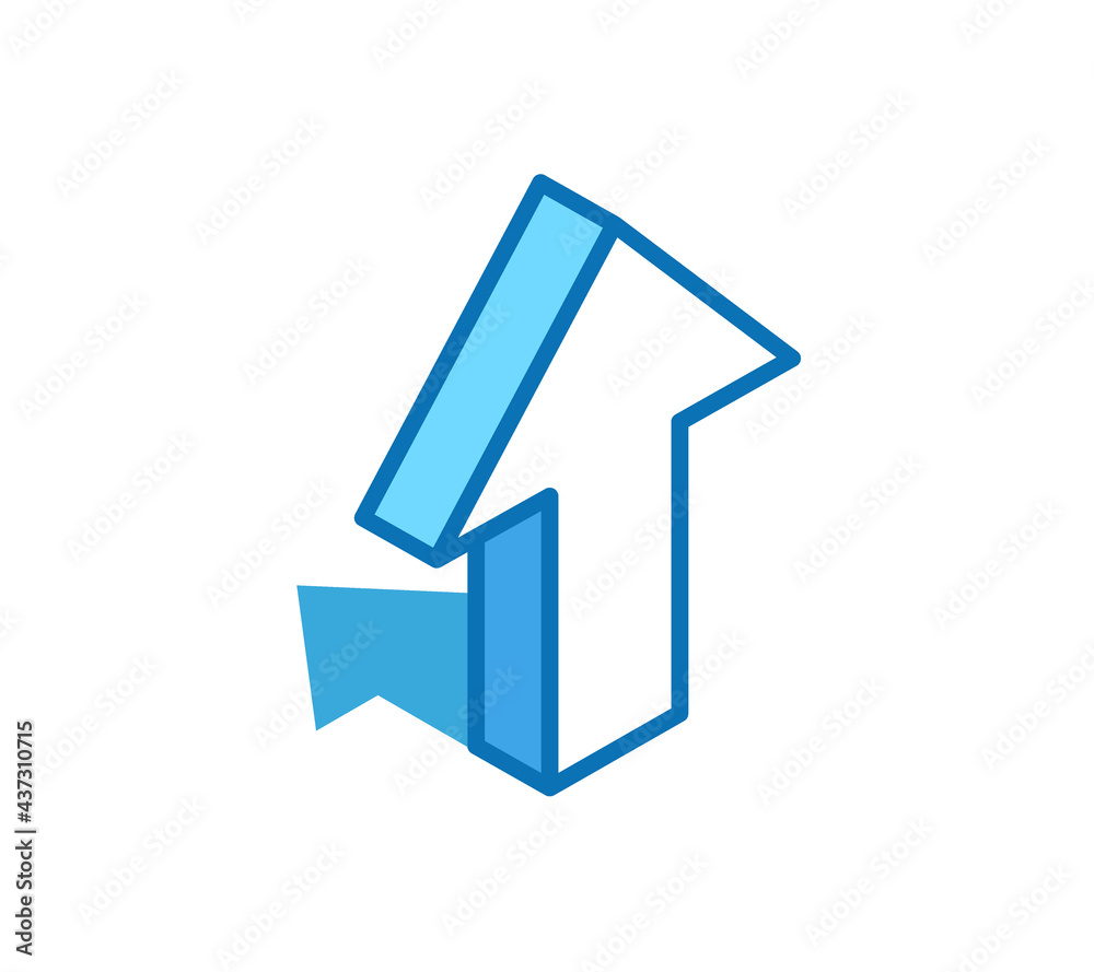 Arrow up isometric icon. Leader, growth 3D line style symbol.