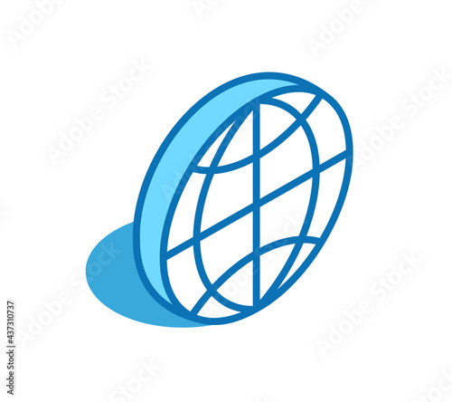 World isometric icon. Global, map, globe 3D line style symbol.