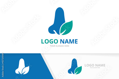 Eco nose logo combination. ENT clinic, otolaryngology logotype design template.