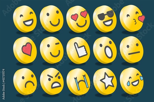 3d emoji icons isolated set vector