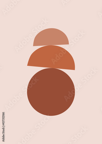 Simple boho moon phases illustration. Moonlight logo or icon symbol. Night sky concept. Modern terracotta abstract art print. Trendy shapes flat vector.