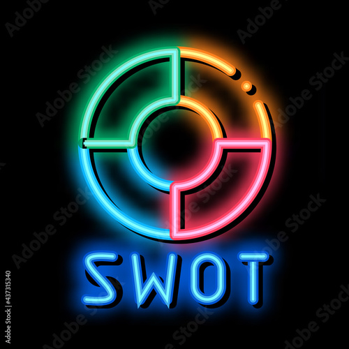 Swot Circle Form neon light sign vector. Glowing bright icon Swot Circle Form isometric sign. transparent symbol illustration