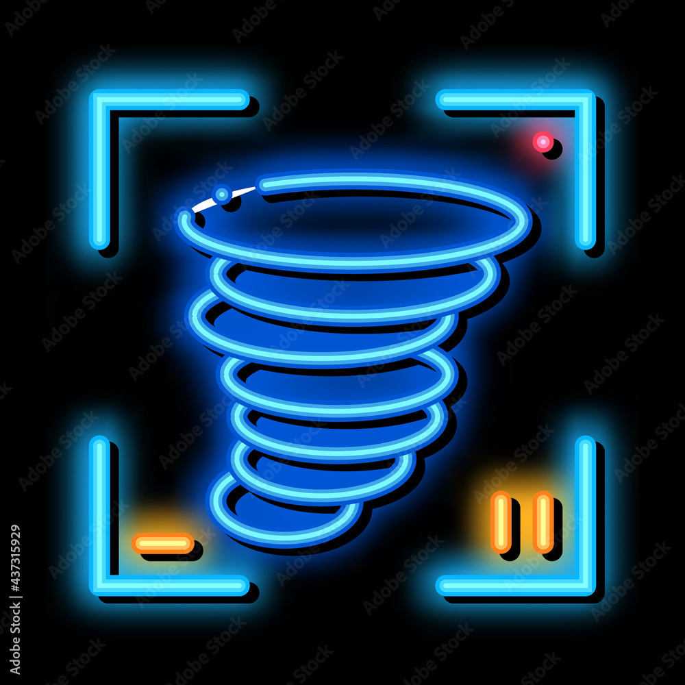 Video Tornado neon light sign vector. Glowing bright icon Video Tornado