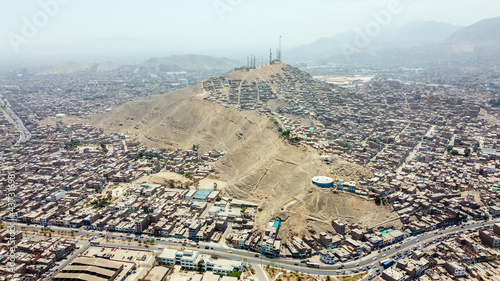 Aerial view of Cerro La Milla located in the district of San Martin de Porres north of Lima - Peru photo
