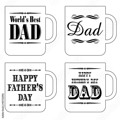 happy father's day coffee mug graphics black and white