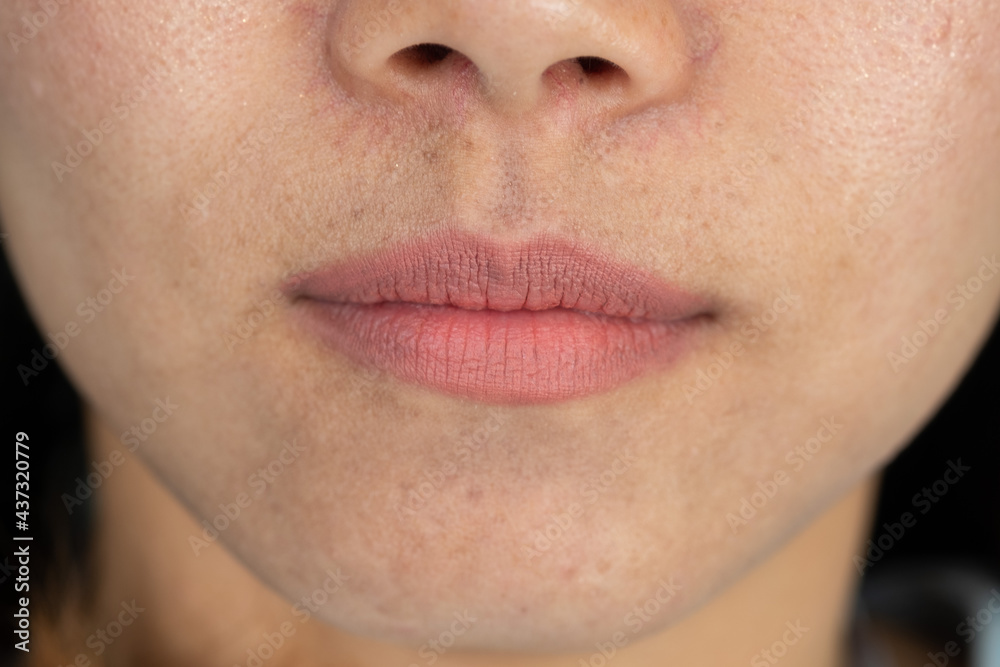 closeup woman mouth, girl lip, asian woman closeup woman mouth, girl lip, asian woman