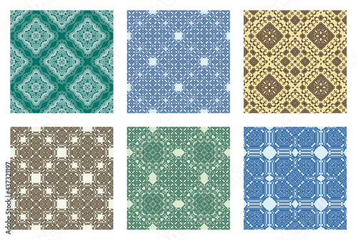 Set of abstract geometric seamless patterns. Vector illustration.