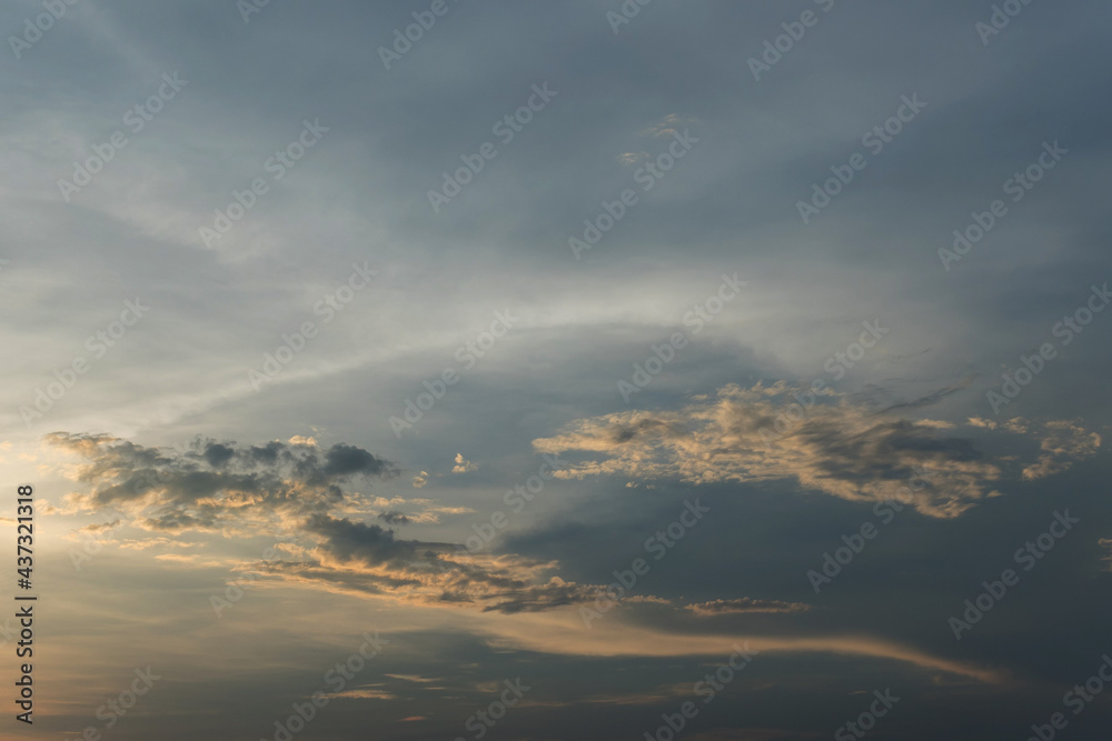 Beautiful sunset sky above clouds with dramatic light Beautiful sunset sky above clouds with dramatic light
