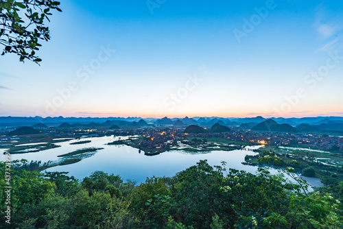 Sunrise landscape in Puzhehei, Yunnan, China photo