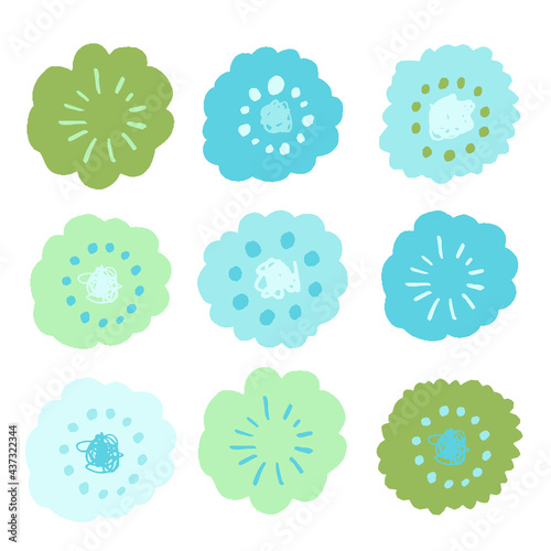北欧風手描きタッチの花アイコン風柄