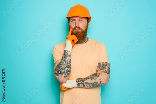 Incompetent worker is unsure and confused about his work