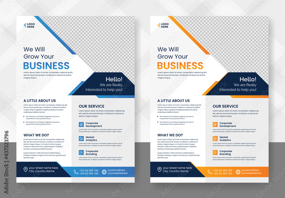 Business Flyer Template Corporate flyer template colorful gradient geometric shape, fully Editable
