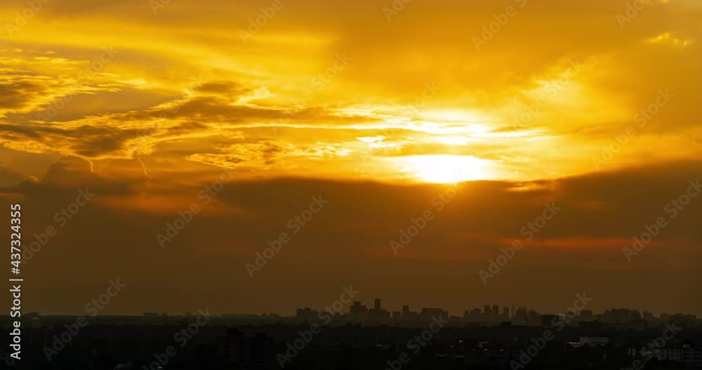 Toronto Canada scenic view of cityscape skyline at hot scorch summer evening sunset. Orange dusk sun lights and clouds. Climate change concept. Dramatic cloudscape time lapse. 4k raw B-roll footage. Toronto Canada scenic view of cityscape skyline at hot scorch summer evening sunset. Orange dusk sun lights and clouds. Climate change concept. Dramatic cloudscape time lapse. 4k raw B-roll footage.