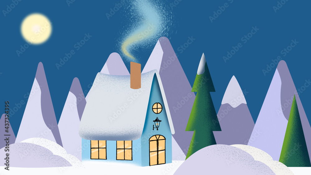 Comfy cottage in a mountainside area in winter