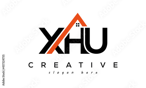 initial XHU letters real estate construction logo vector photo