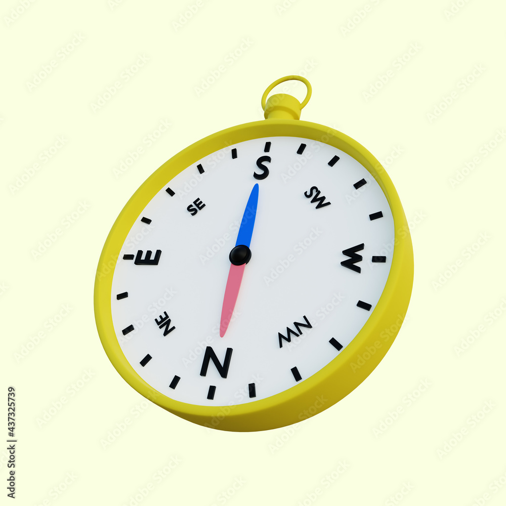 3d illustration simple object compass 3d illustration simple object compass
